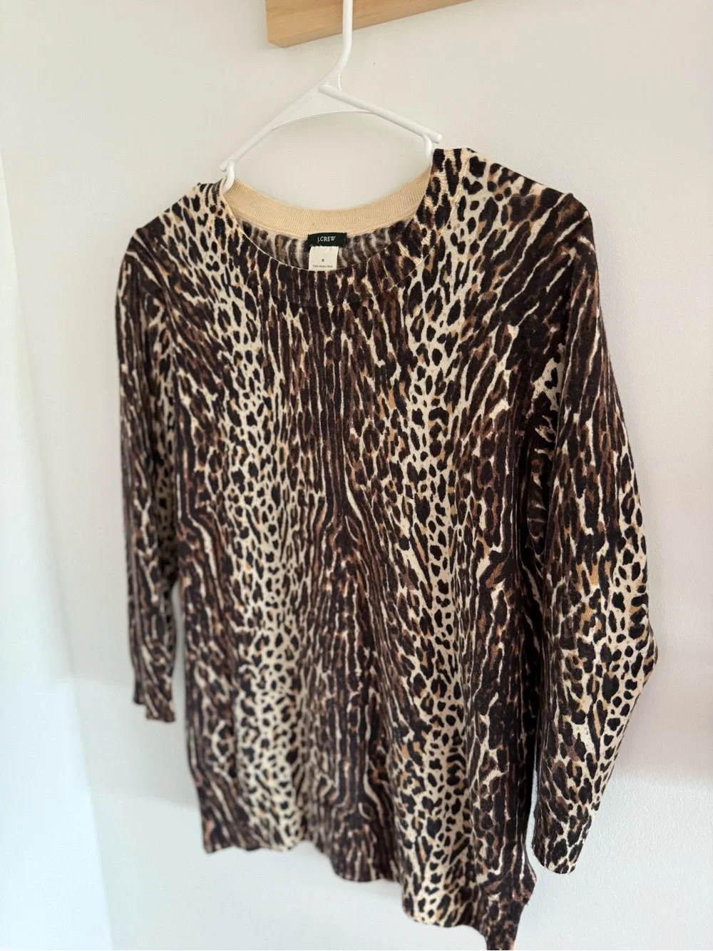 J. Crew Leopard Print Merino Wool Sweater Medium